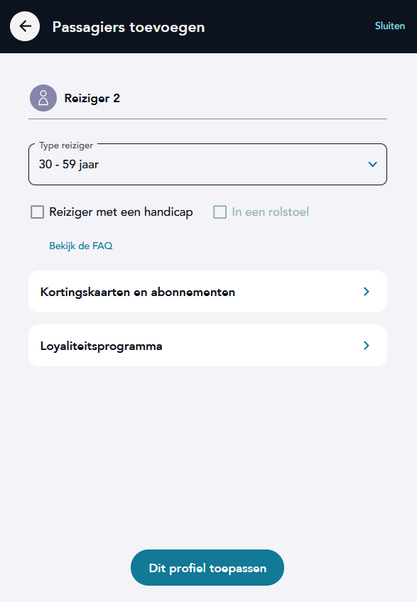 screenshot Loyaliteitsprogramma